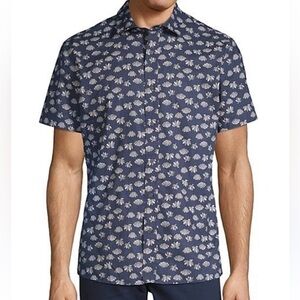 Slate & Stone Cotton Button Down Sgirt Short Sleeve Printed Size L Golf Casual